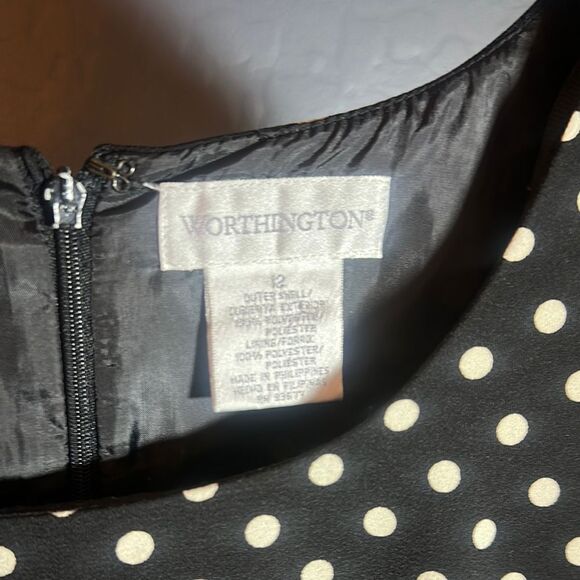 Worthington Black and White Sheath Midi Dress with Crew Neck - Picture 2 of 5